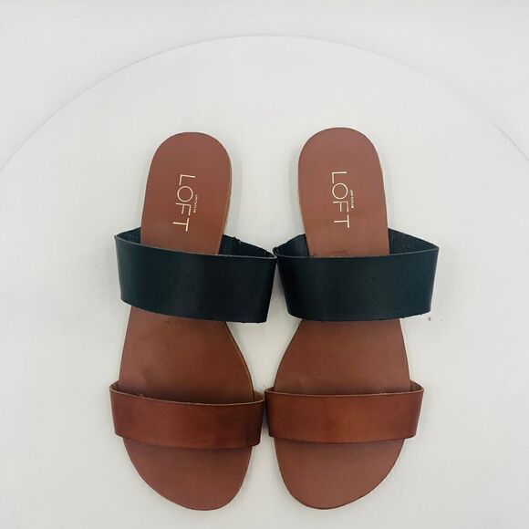 Loft Women's Dual Black/Tan Flat Sandal Size 7. - Picture 5 of 12